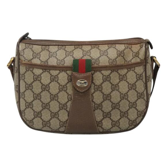 GUCCI GG Supreme Web Sherry Line Bag Pvc Beige Gold 89 02 032 - Picture 2 of 16